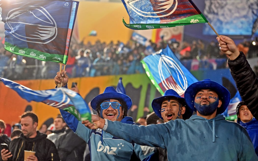 Blues fans and supporters at the Super Rugby Pacific Final at Eden Park, Auckland, New Zealand on Saturday 18 June 2022.