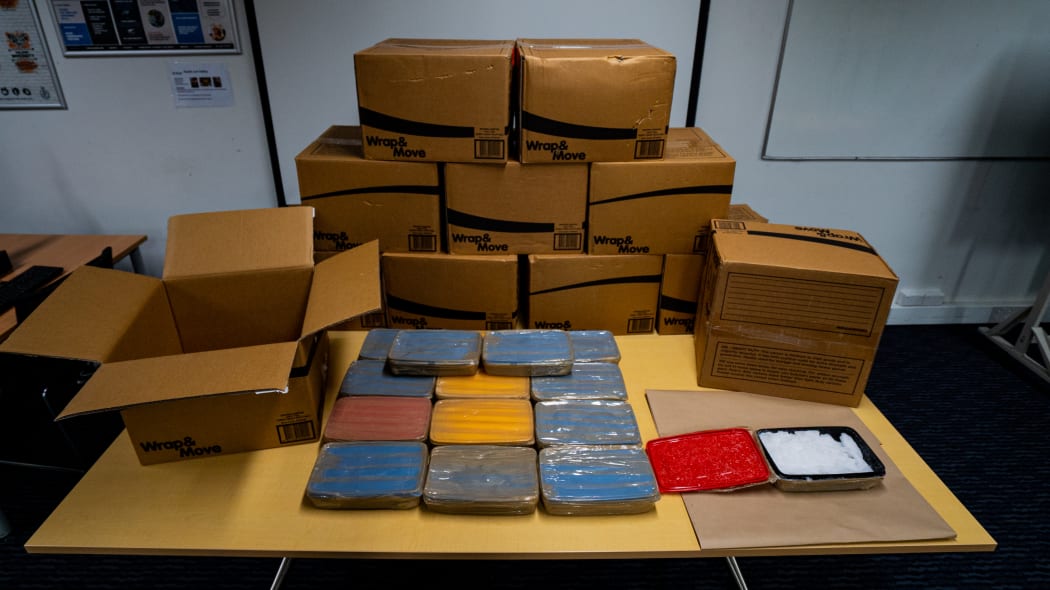 One of the containers of methamphetamine seized by police today 9/8/19.