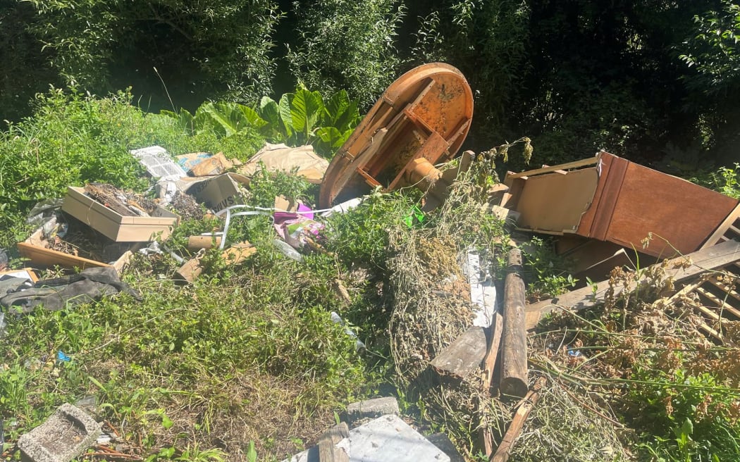 Fly tipping in a residential area of Gisborne.