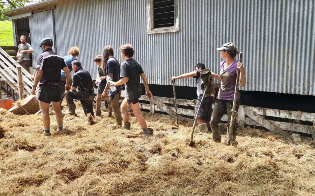 Residents in Dartmoor, Hawke's Bay, spread out hay to prevent any danger of the material combusting.