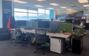 The video, posted to Vimeo, shows the woman going into work at the Wellington Water building in Lower Hutt.