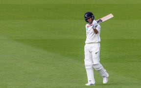 NZ A's Rachin Ravindra celebrates his century during New Zealand A vs West Indies in Queenstown 2020.