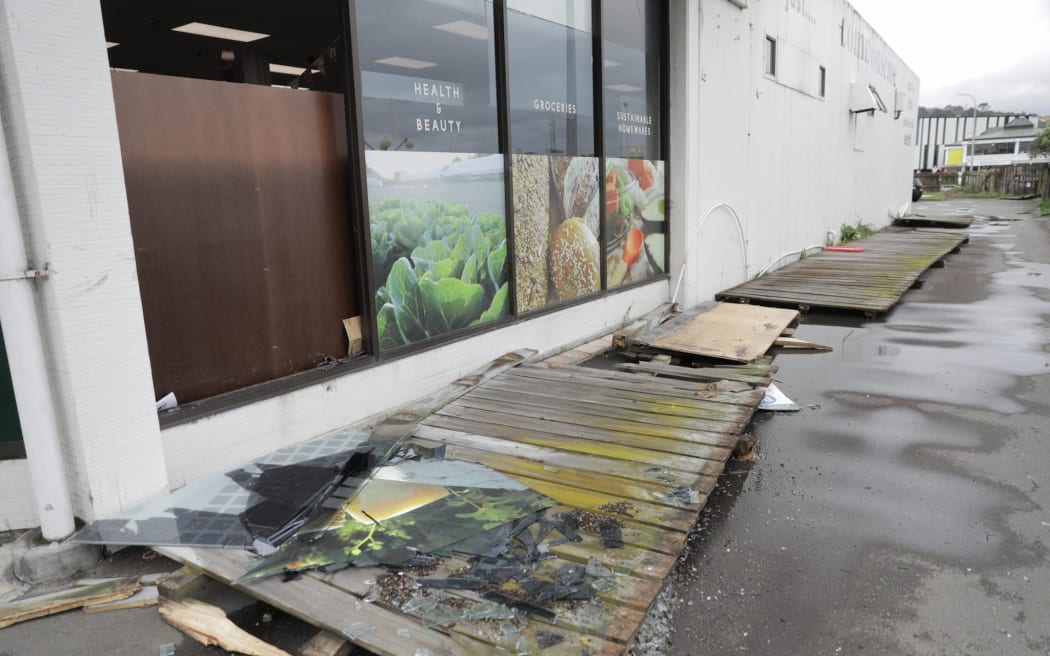 A severe thunderstorm caused damage at Hutt City New World and the Commonsense Organics next door in Lower Hutt on 12 December, 2023.