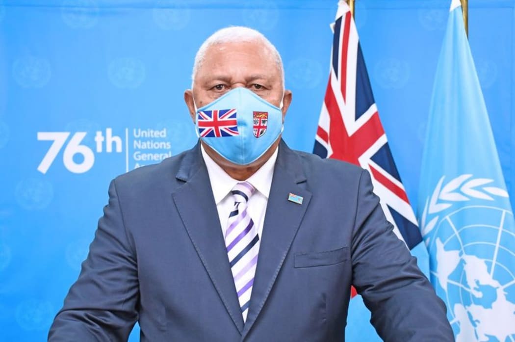 Fiji's Prime Minister, Frank Bainimarama addresses the 76th UN General Assembly by video link.