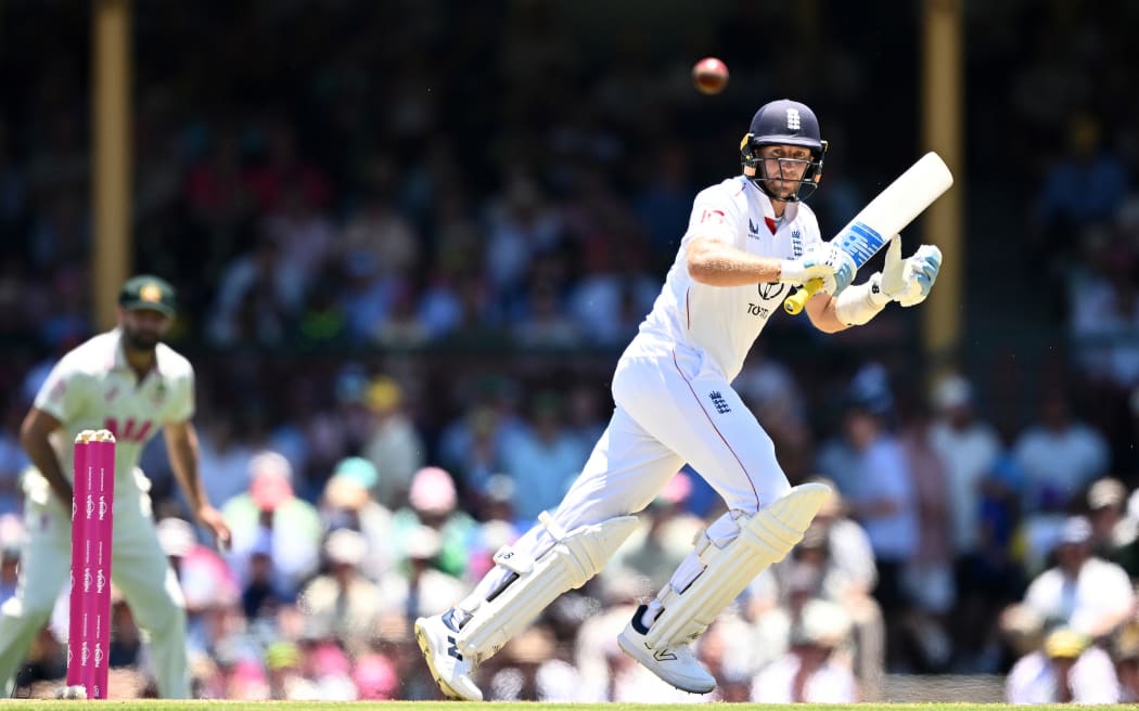 Joe Root of England plays a shot during Day 1 of the Fifth Men’s Ashes Test between Australia and England at the Sydney Cricket Ground in Sydney, Sunday, January 4, 2026. (AAP Image/Dan Himbrechts/Photosport)