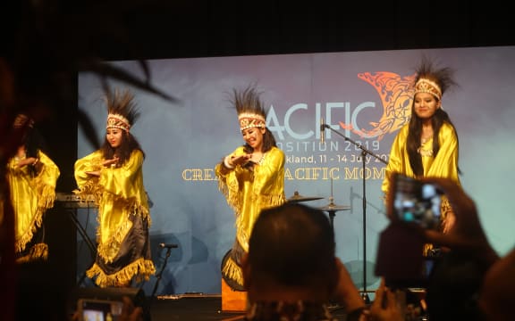 Traditional Indonesian weaving on display at the Pacific Expo in Auckland, 13 July 2019