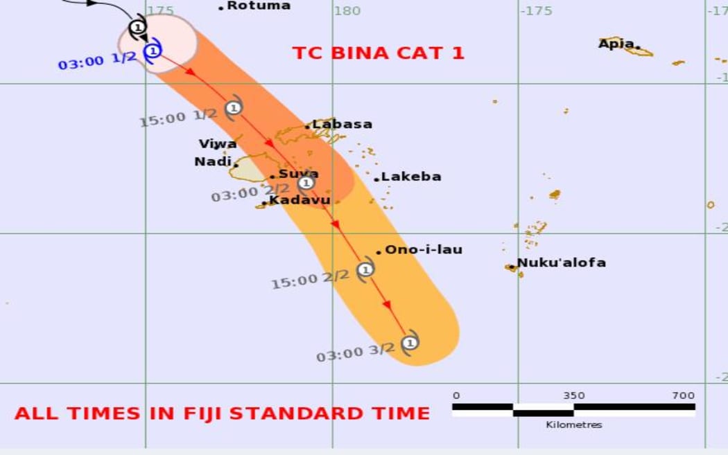 Bina on track to cross Fiji