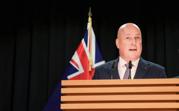 Prime Minister Christopher Luxon and Education Minister Erica Stanford speak to media after Cabinet meeting on 14 September, 2026.