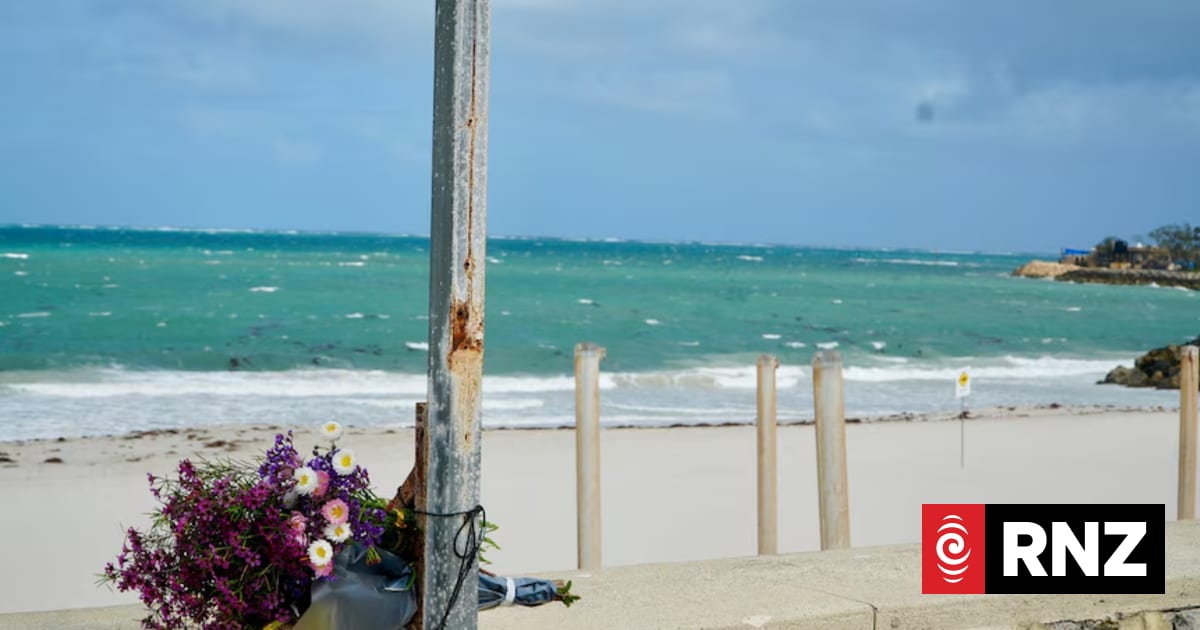A floral tribute was laid at Sorrento Beach on Saturday morning