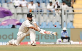 Daryl Mitchell of New Zealand batting during day 1 of the 3rd Test Match between India and New Zealand held at the Wankhede Stadium, Mumbai, India on the 1st November 2024

Photo by Saikat Das / Sportzpics for BCCI