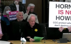 A speaker for the Greater Hornby Residents’ Association submitting to the council on housing intensification rules on Thursday.