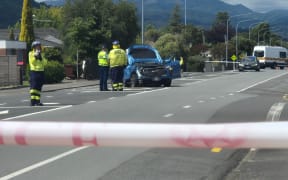 The scene of a pedestrian accident on Fergusson Drive, Upper Hutt