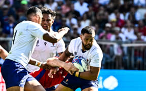Duncan Paia'aua of Samoa in action against Chile, Rugby World Cup 2023.
