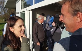 Prime Minister Jacinda Ardern speaking to farmers in Waikato.