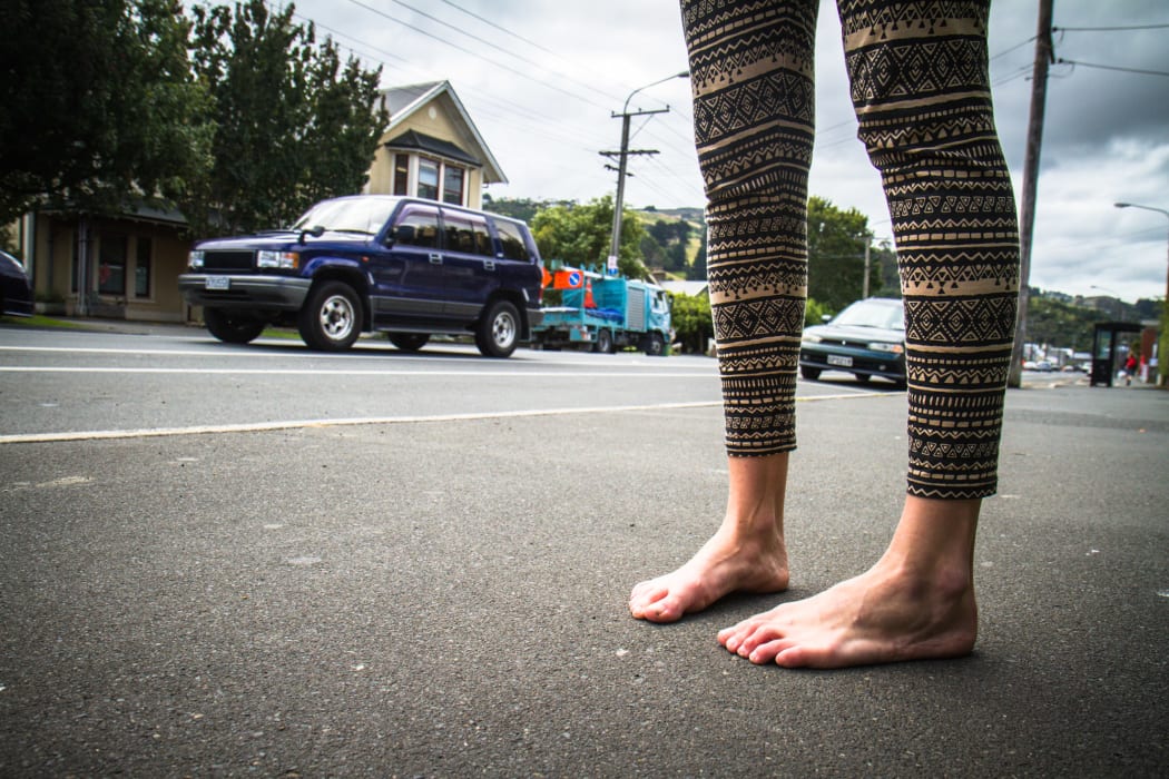 Carla Green goes barefoot in Dunedin