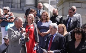 A rally at Parliament organised by the Retirement Village Residents Association (RV Residents).