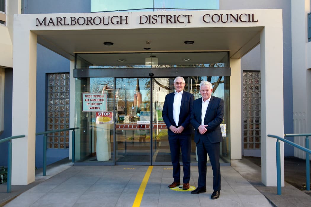 Marlborough District Council chief executive Mark Wheeler and Marlborough Mayor John Leggett.
