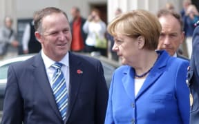 Prime Minister John Key and German Chancellor Angela Merkel in Auckland.