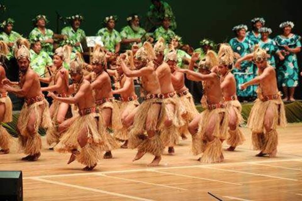 Dancers at the 51st anniversary of self-governance with the annual Constitution Day ceremony at the National Auditorium on main island Rarotonga.