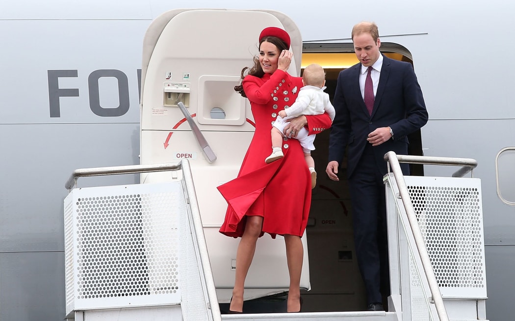 The Duke and Duchess of Cambridge touch down in Wellington with Prince George.