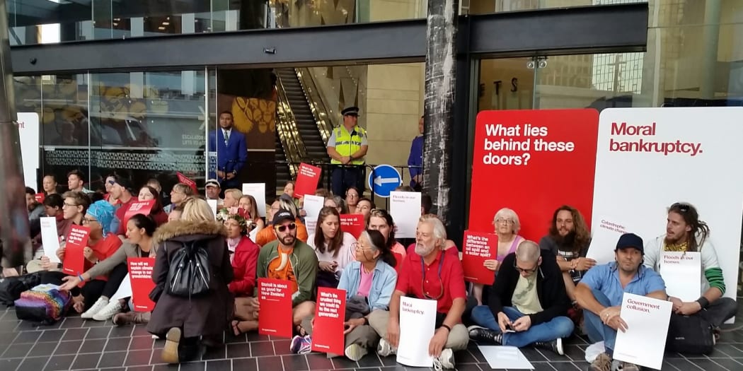 Environmental protesters at a petroleum industry conference in Auckland