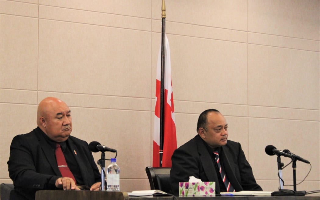 Tongan Prime Minister Hu'akavameiliku Siaosi Sovaleni on the right with Tonga's Health Minister, Dr Saia Piukala.