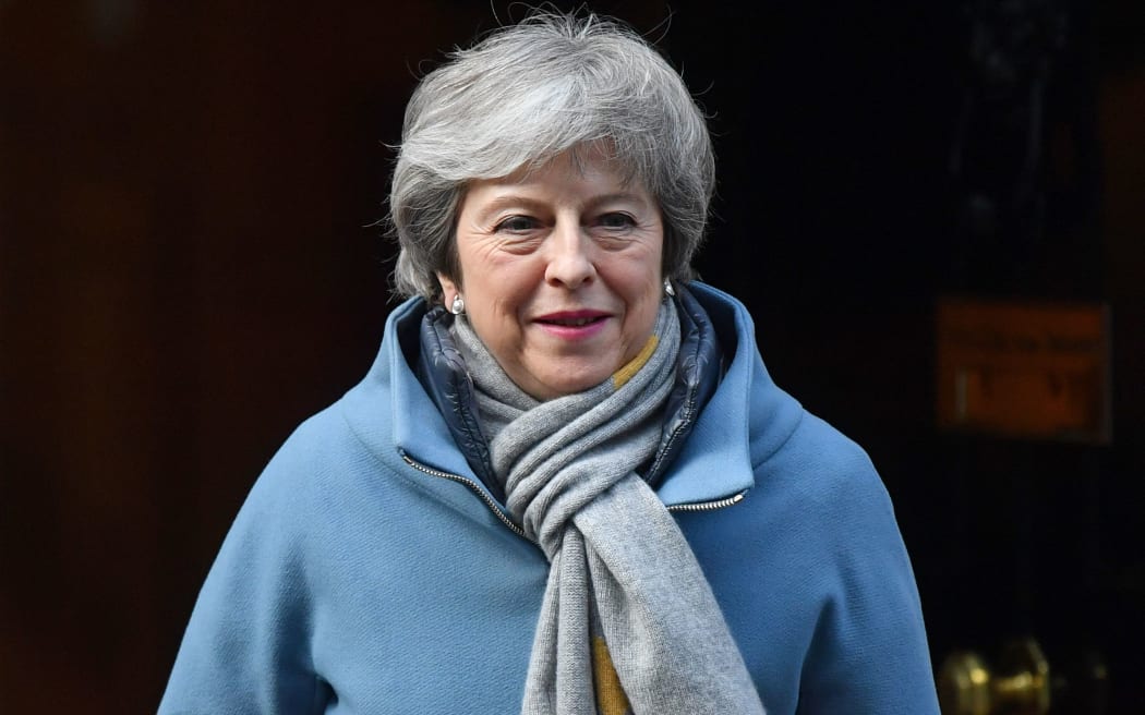Britain's Prime Minister Theresa May leaves 10 Downing Street in London ahead of a further vote on delaying Brexit.