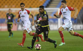 Phoenix forward Roy Krishna in action against Western Sydney.