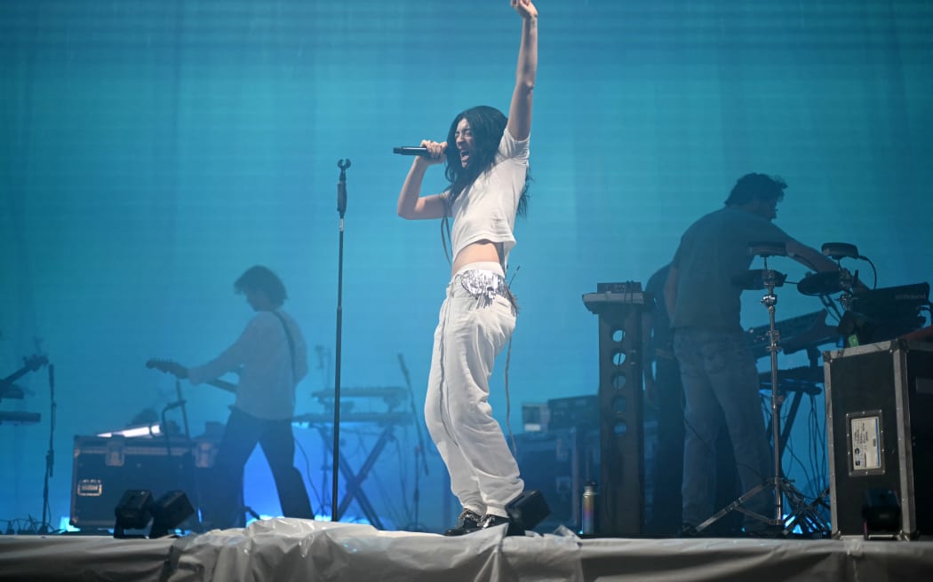 New Zealand singer-songwriter Lorde performs on the Woodsies Stage on the third day of the Glastonbury festival at Worthy Farm in the village of Pilton in Somerset, south-west England, on June 27, 2025. (Photo by Oli SCARFF / AFP)