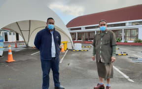 Chief executive for South Seas Healthcare Silao Vaisola Sefo and minister for Manukau Samoan Methodist Church Rev Oianata'i Matale Tuivanu.