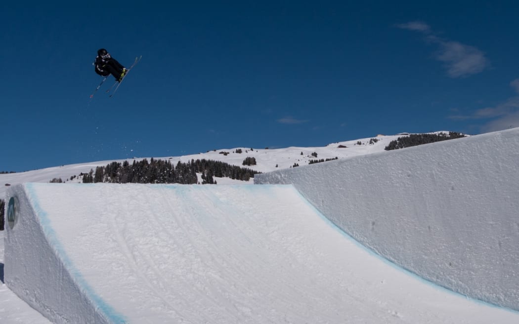 Finn Bilous competing in at the Seiser Alm World Cup Event in Italy.