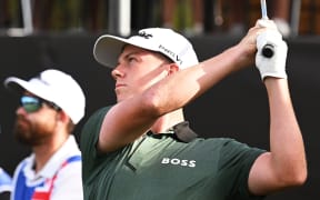 Daniel Hillier plays a shot during the third round of the 105th New Zealand Open, at Millbrook Resort, Arrowtown, 28 February 2026. ©Copyright Photo: Chris Symes / www.photosport.nz