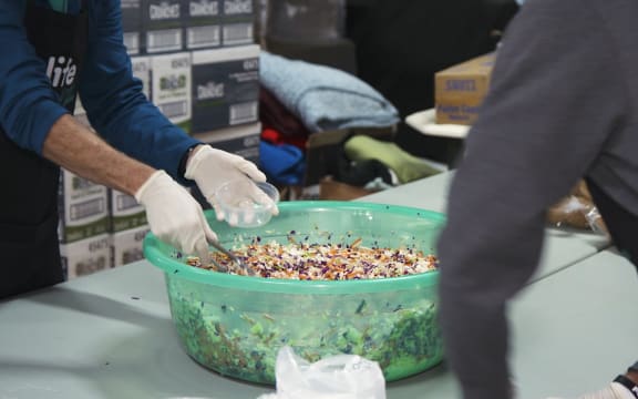 Volunteers prepare meals at Papakura Marae for those in need as unemployment rises.