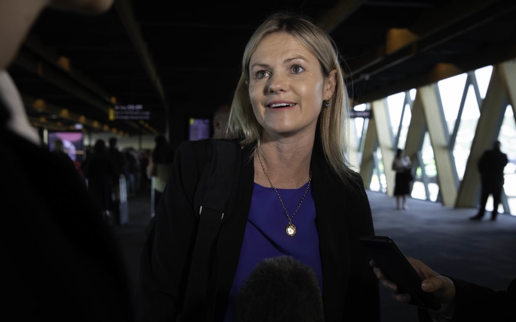 National MP Catherine Webb arriving at Wellington Airport after the 2023 election