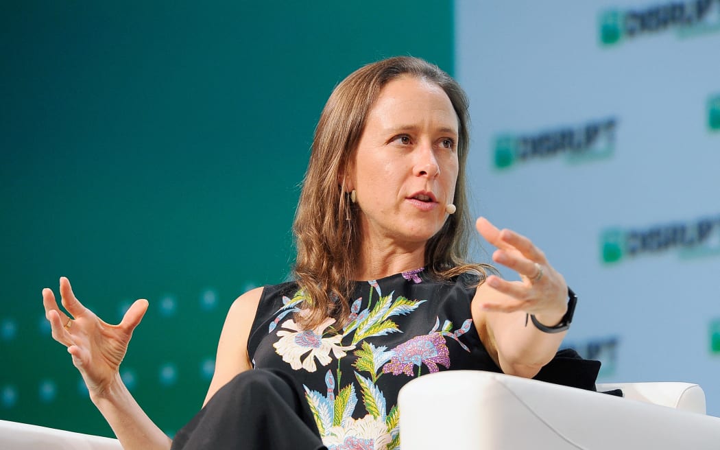 23andMe CEO Anne Wojcicki speaks at a tech event in San Francisco, California, in 2018.