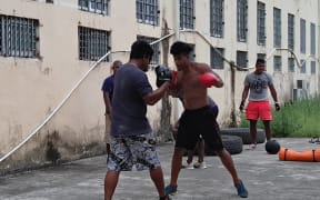 Boxers from the Solomon Pride Boxing Club training in Honiara.