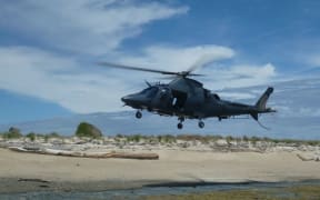 An air force helicopter conducts paua poaching patrols on Hawke's Bay's coastline.