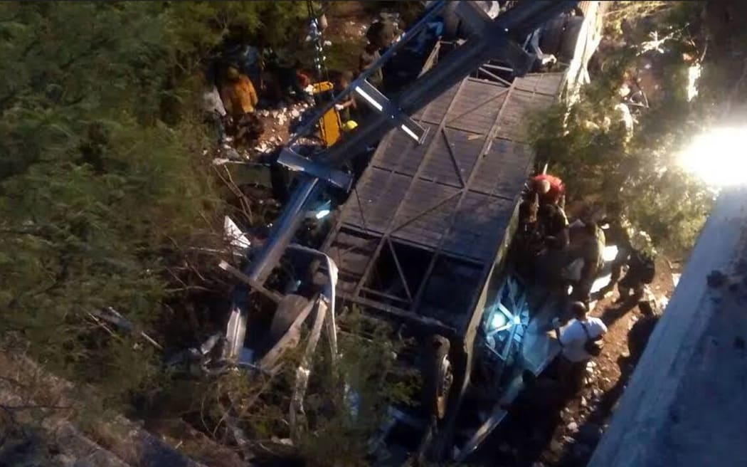 At least 41 police officers died and several more were injured when their bus drove off a bridge.