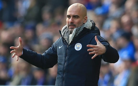 Manchester City manager Pep Guardiola shows his frustration.