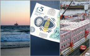 Offshore oil and gas, 5 pound note, asylum barge