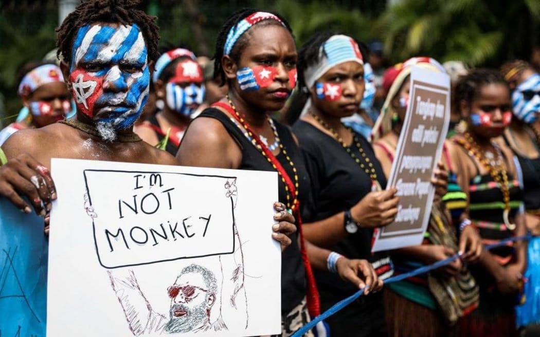 Indigenous Papuans at a rallying in Merauke, West Papua.