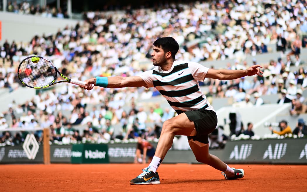 Carlos Alcaraz ( Spain ) during the 2025 French Open at Roland Garros, 2025.