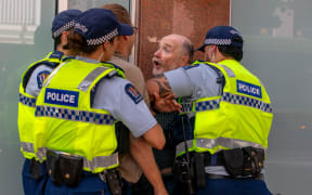 Former Wellington mayoral candidate Graham Bloxham is arrested by police.