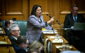 Minister of Health Ayesha Verrall pushes back hard during Question Time in Parliament's Debating Chamber.