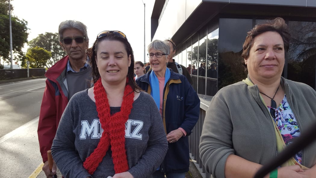 Karen Dixon, left, and Vicky Frewin felt compelled to take part in the hikoi.