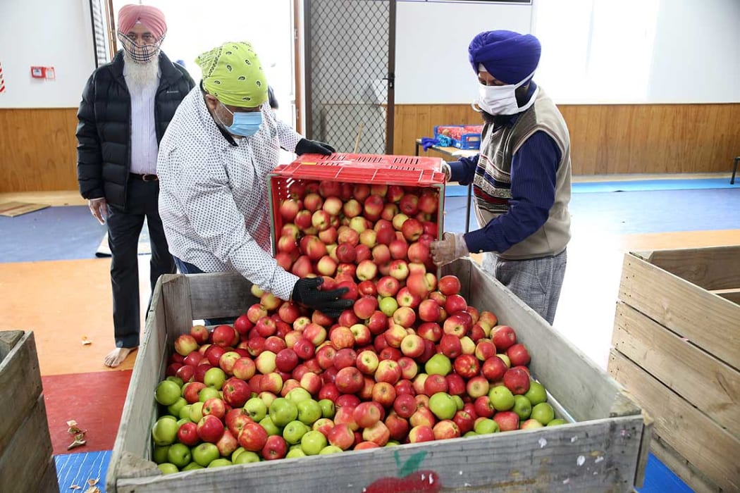 Members of the Supreme Sikh Society NZ working at the food bank.
