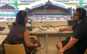 Te Matatini chief operating officer Wi Pere speaks to Māni Dunlop live on te pūrongo o te Poutūtanga, Midday Report, at Auckland's Eden Park