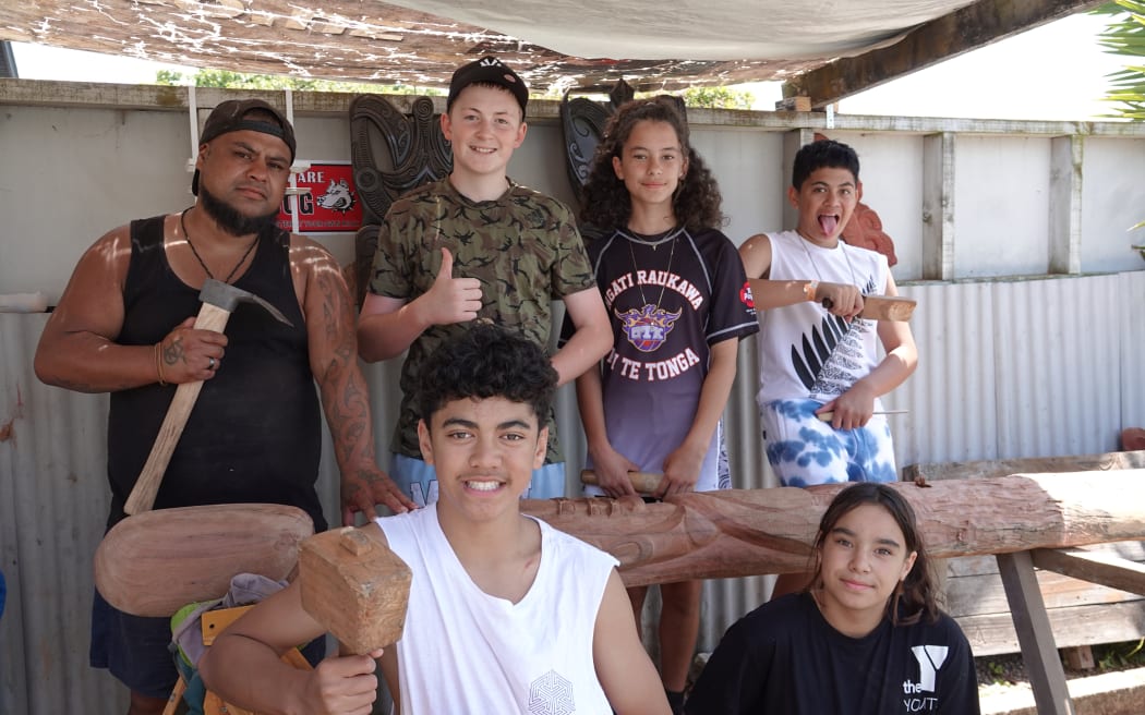 From back left: Henare Norris, Corey Holland, Misteri McCartney, Trinity Hohepa From front left: Leo Hohepa Taite-Kupa, Mia Haerewa.