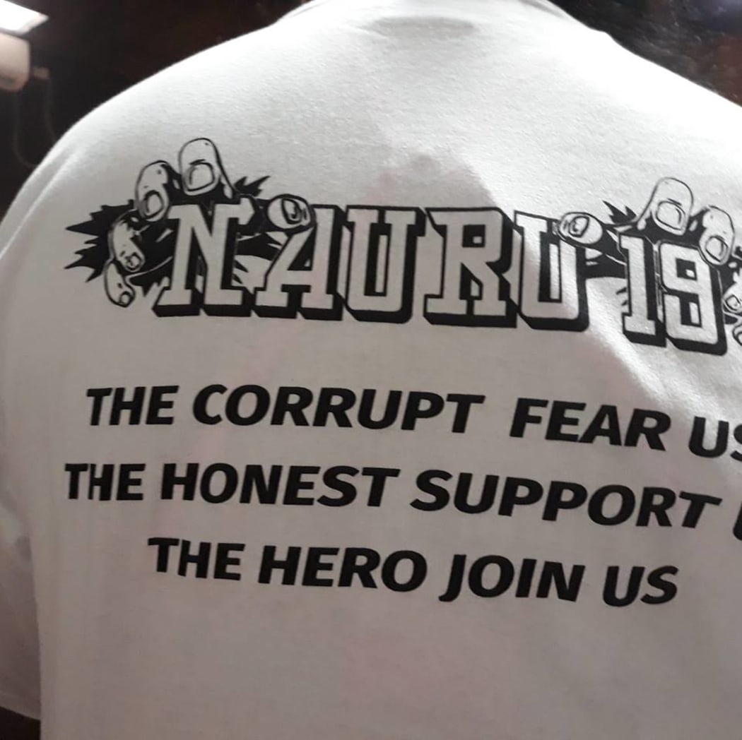 T-shirts worn by family and supporters of the 19 Nauruans who were prosecuted by government for staging a protest outside of parliament in 2015.