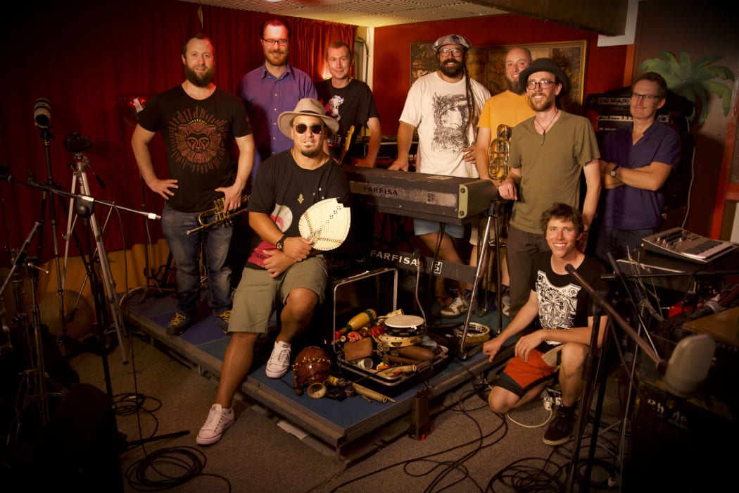 Israel Starr (with fan) and Newtown Rocksteady